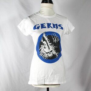 The Germs Punk Rock Band Tee Women's Cut Size Large 100% Cotton Faded Graffiti